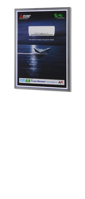 Portamanifesti a sospensione o parete - expose led 70x100/w